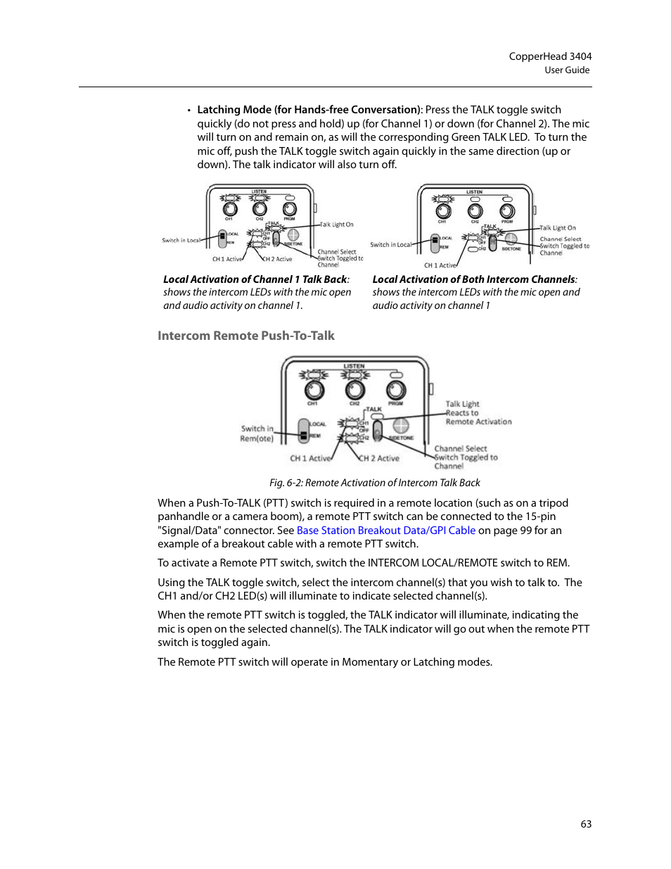 Intercom remote push-to-talk | Grass Valley 3404 CopperHead User Manual | Page 69 / 111