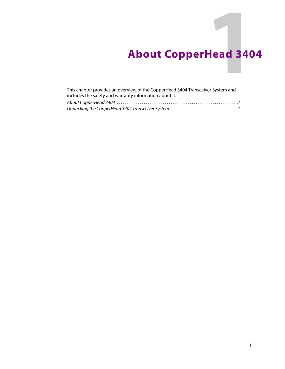 About copperhead 3404, 1 about copperhead 3404 | Grass Valley 3404 CopperHead User Manual | Page 7 / 111