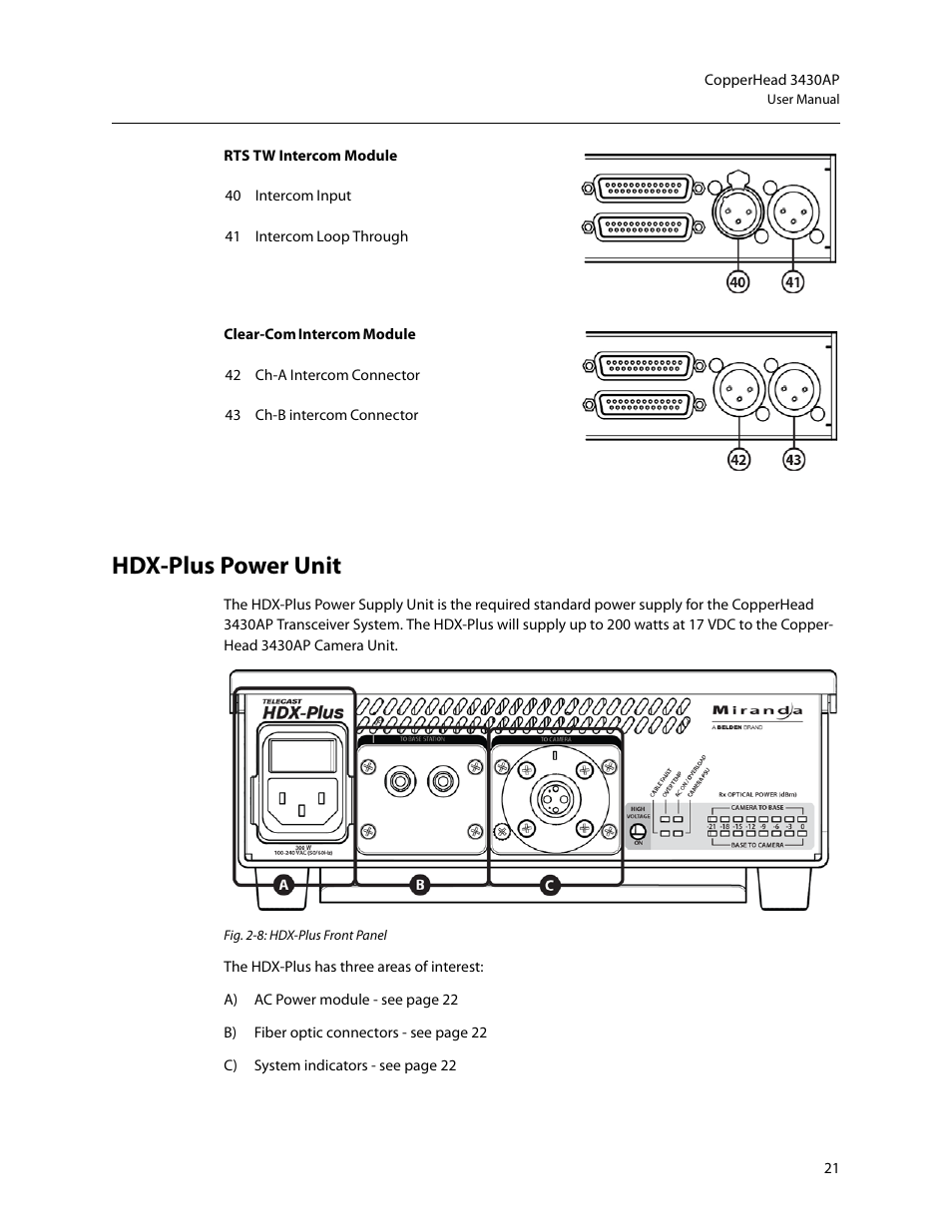 Hdx-plus power unit | Grass Valley 3430AP CopperHead User Manual | Page 33 / 85