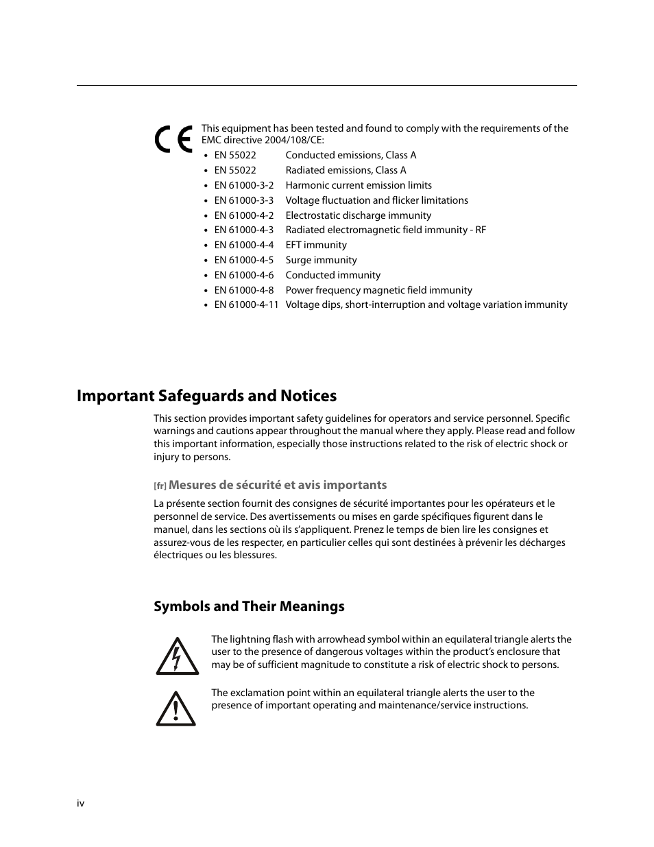 Heading1 - important safeguards and notices, Important safeguards and notices, Symbols and their meanings | Grass Valley 3430AP CopperHead User Manual | Page 4 / 85