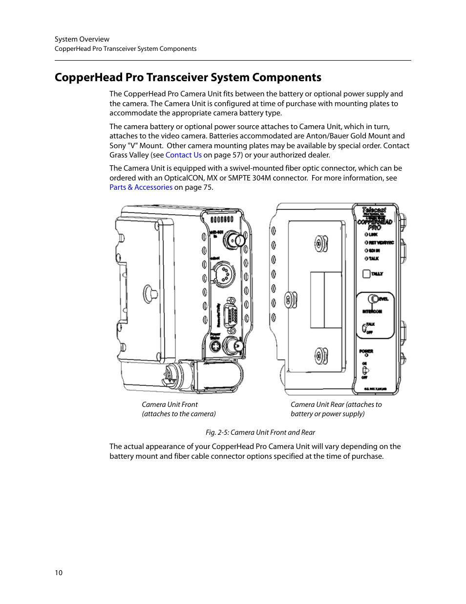 Copperhead pro transceiver system components | Grass Valley CopperHead Pro User Manual | Page 16 / 87