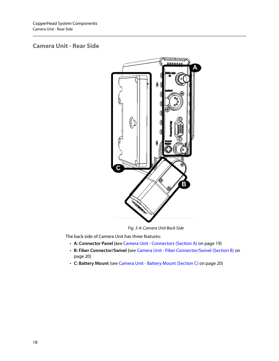 Camera unit - rear side | Grass Valley CopperHead Pro User Manual | Page 24 / 87