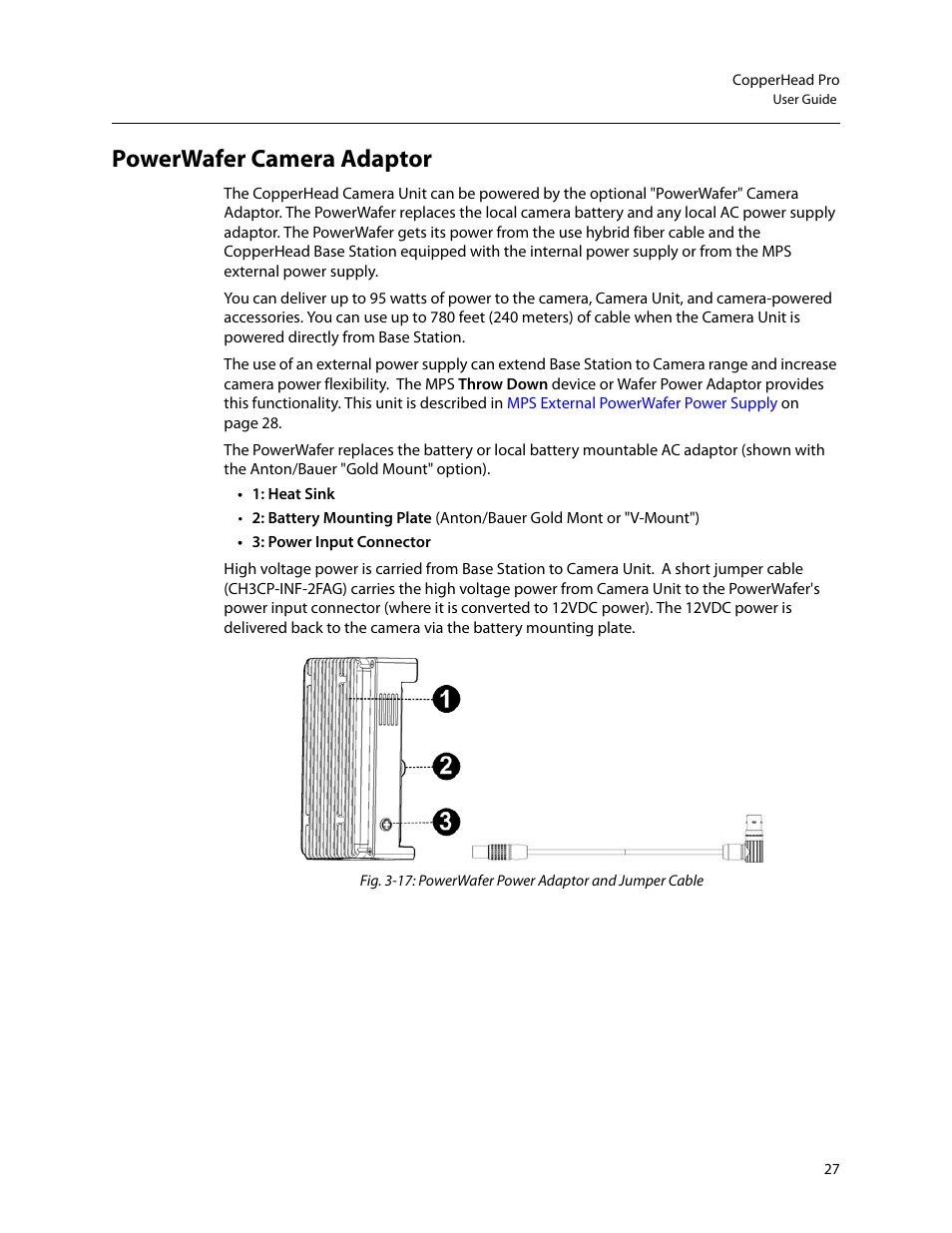 Powerwafer camera adaptor | Grass Valley CopperHead Pro User Manual | Page 33 / 87