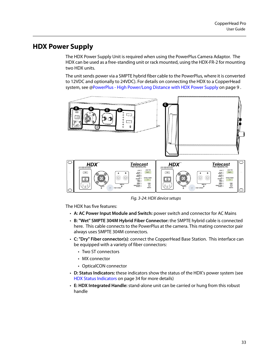 Hdx power supply | Grass Valley CopperHead Pro User Manual | Page 39 / 87