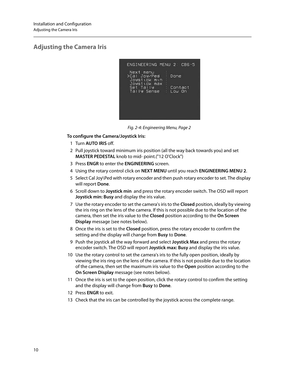 Adjusting the camera iris | Grass Valley RCP2050 User Manual | Page 14 / 41