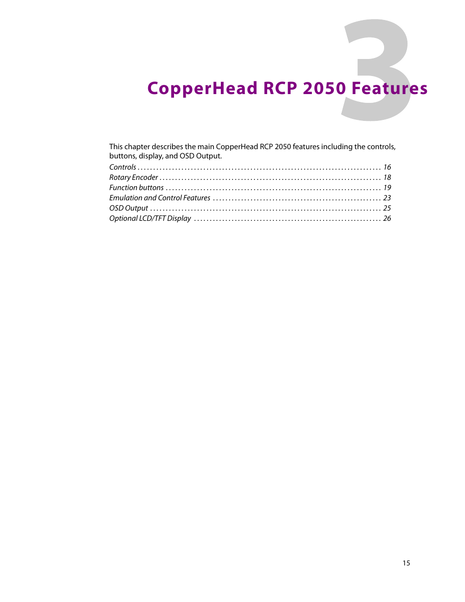 3 copperhead rcp 2050 features, Copperhead rcp 2050 features | Grass Valley RCP2050 User Manual | Page 19 / 41