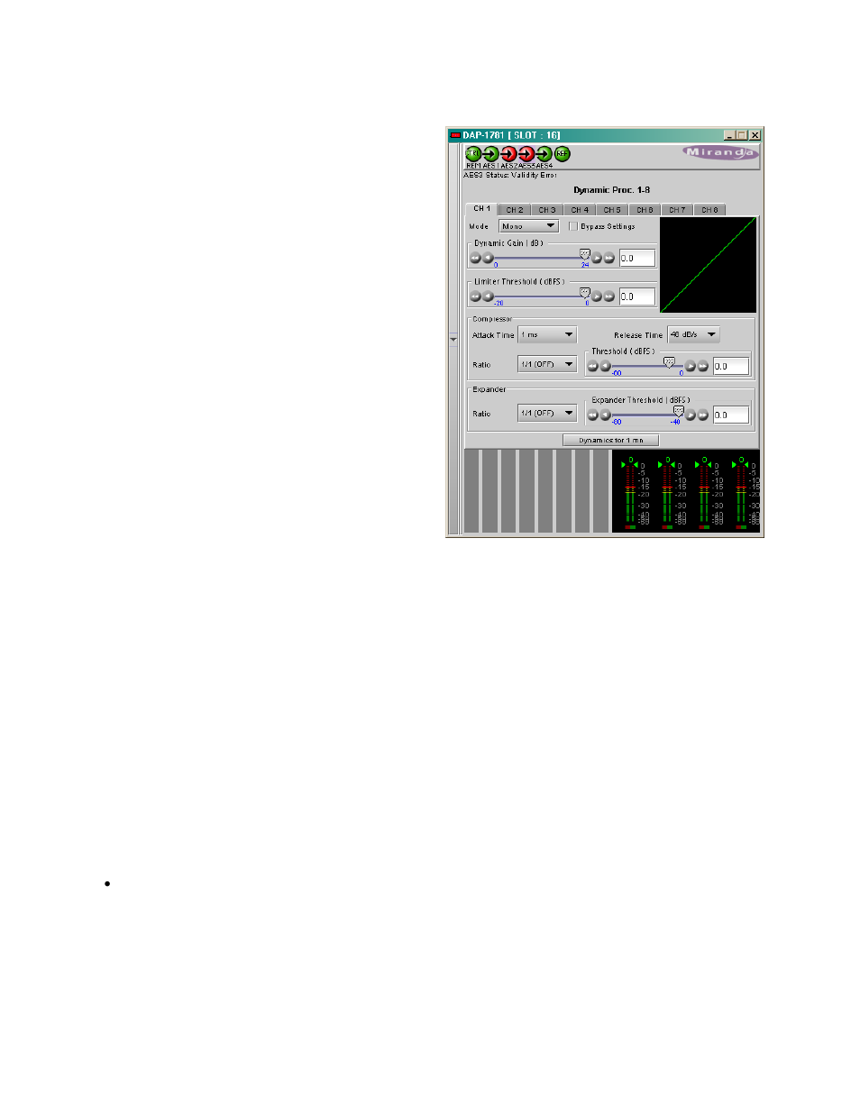 5 dynamic processing, 1 ch 1 to ch 8 tabs, Dynamic processing | Ch 1 to ch 8 tabs | Grass Valley DAP-1781 User Manual | Page 43 / 70