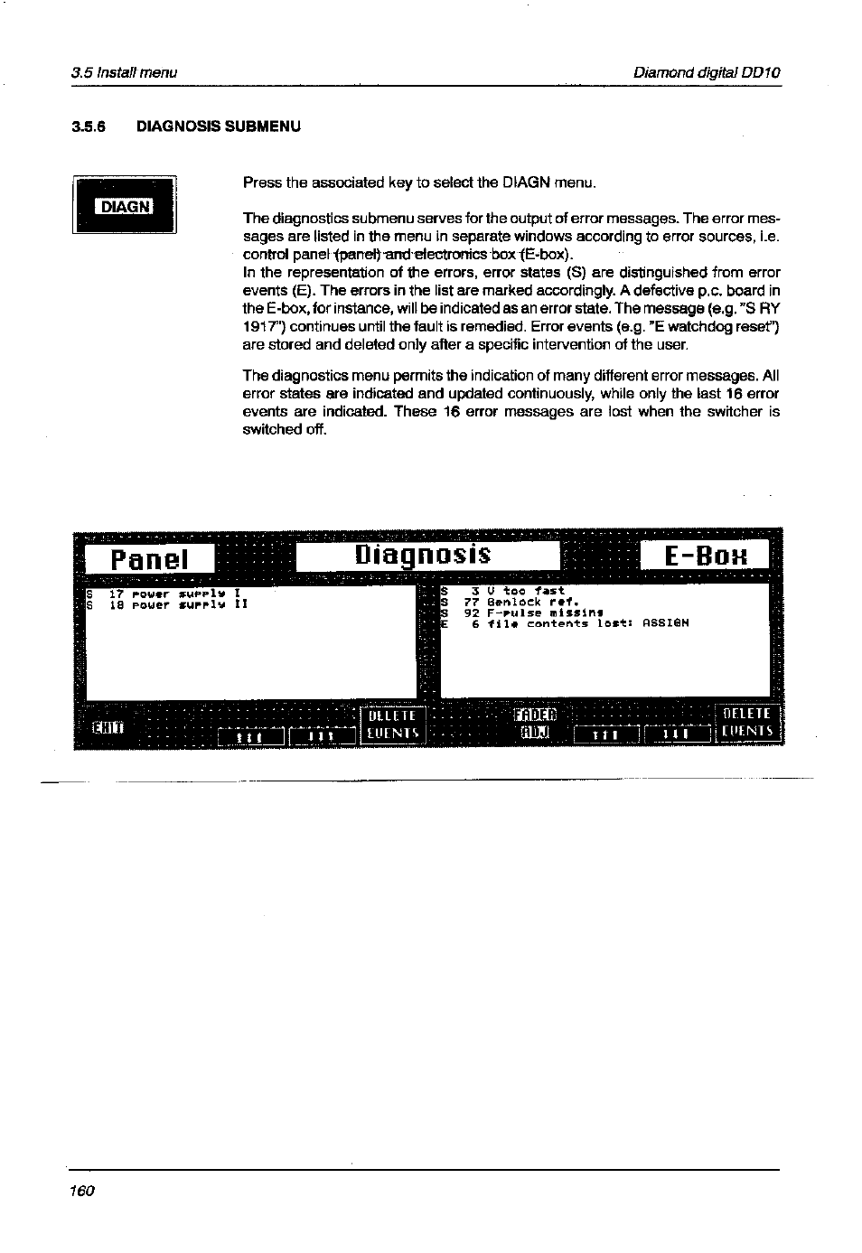 Diagnosis submenu | Grass Valley DD10 part 1 User Manual | Page 166 / 178