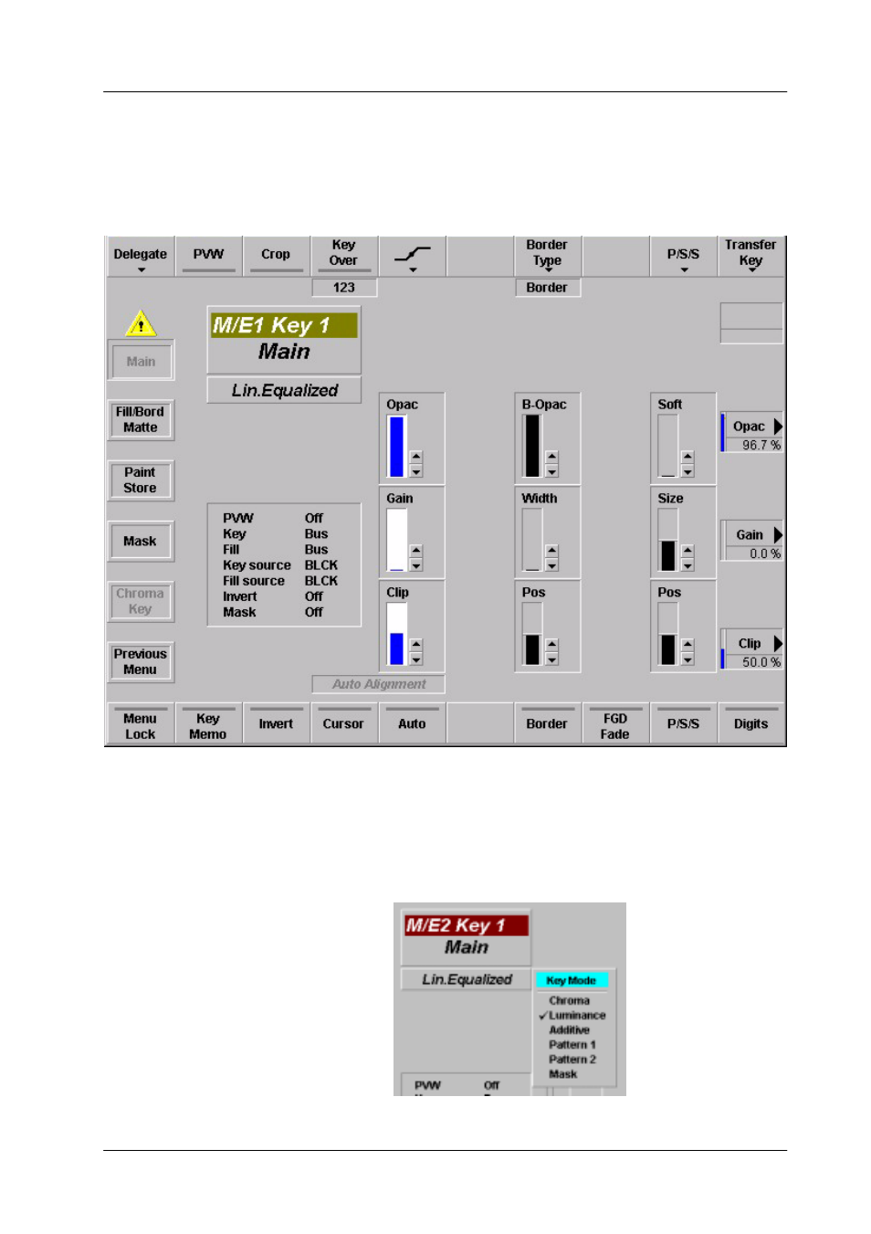 Keyers menu | Grass Valley DD35 Family v.3.1.5 User Manual | Page 195 / 524