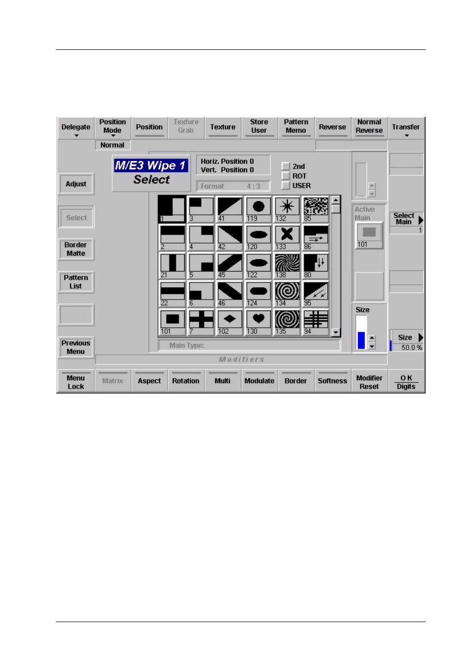 Wipe menu | Grass Valley DD35 Family v.3.1.5 User Manual | Page 225 / 524