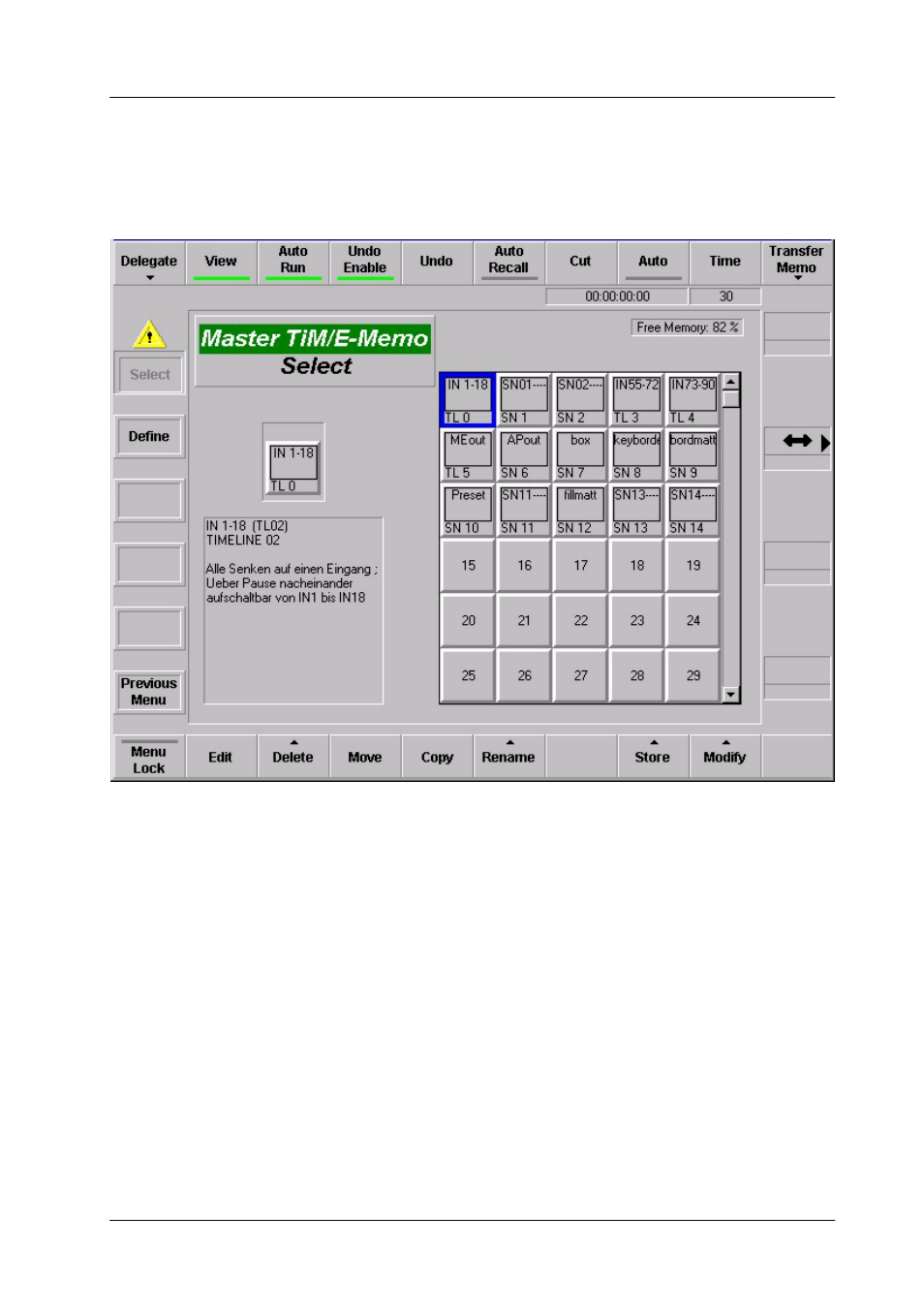 Tim/e memo menu | Grass Valley DD35 Family v.3.1.5 User Manual | Page 417 / 524