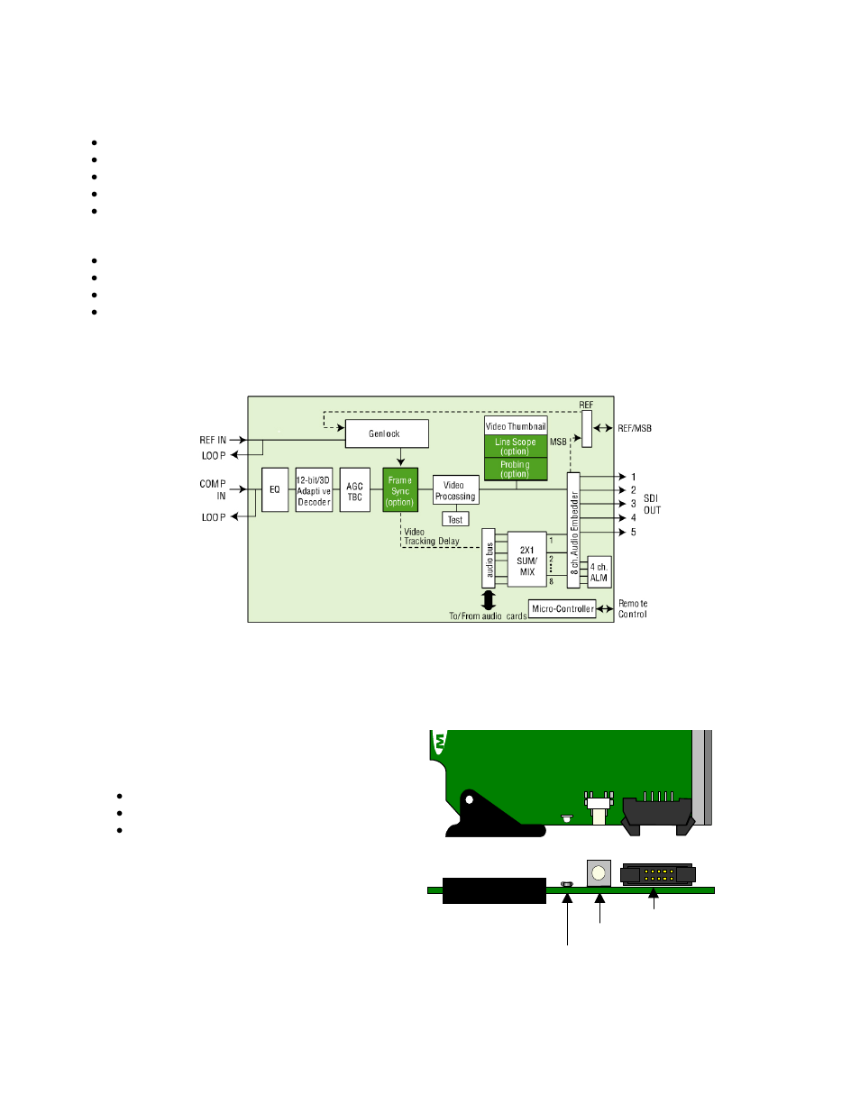 4 functional block diagram, 5 front card-edge interface | Grass Valley DEC-1023 User Manual | Page 6 / 41