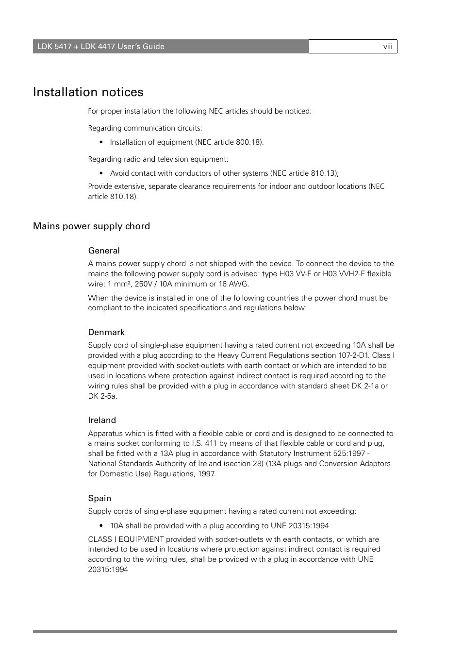 Installation notices | Grass Valley LDK 5417 User Manual | Page 10 / 56
