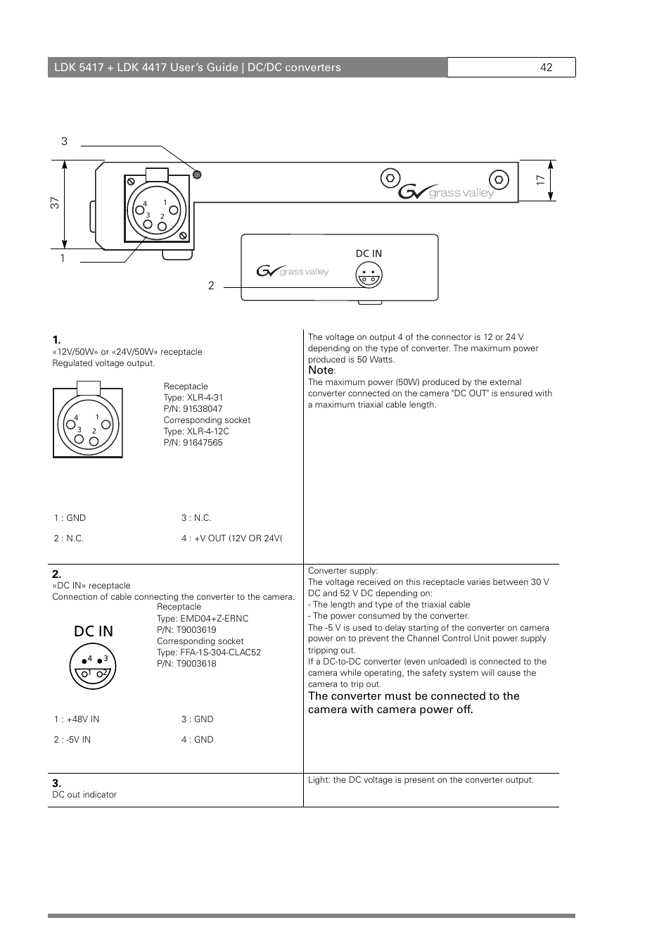 Dc in | Grass Valley LDK 5417 User Manual | Page 54 / 56