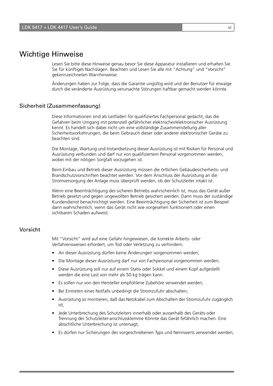Wichtige hinweise | Grass Valley LDK 5417 User Manual | Page 8 / 56