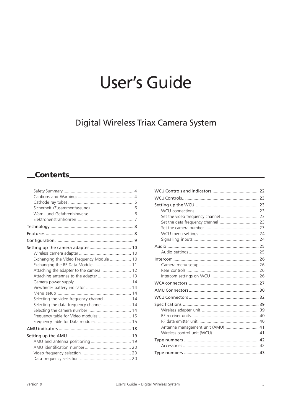 Grass Valley Digital Wireless Triax Camera System User Manual | Page 3 / 44