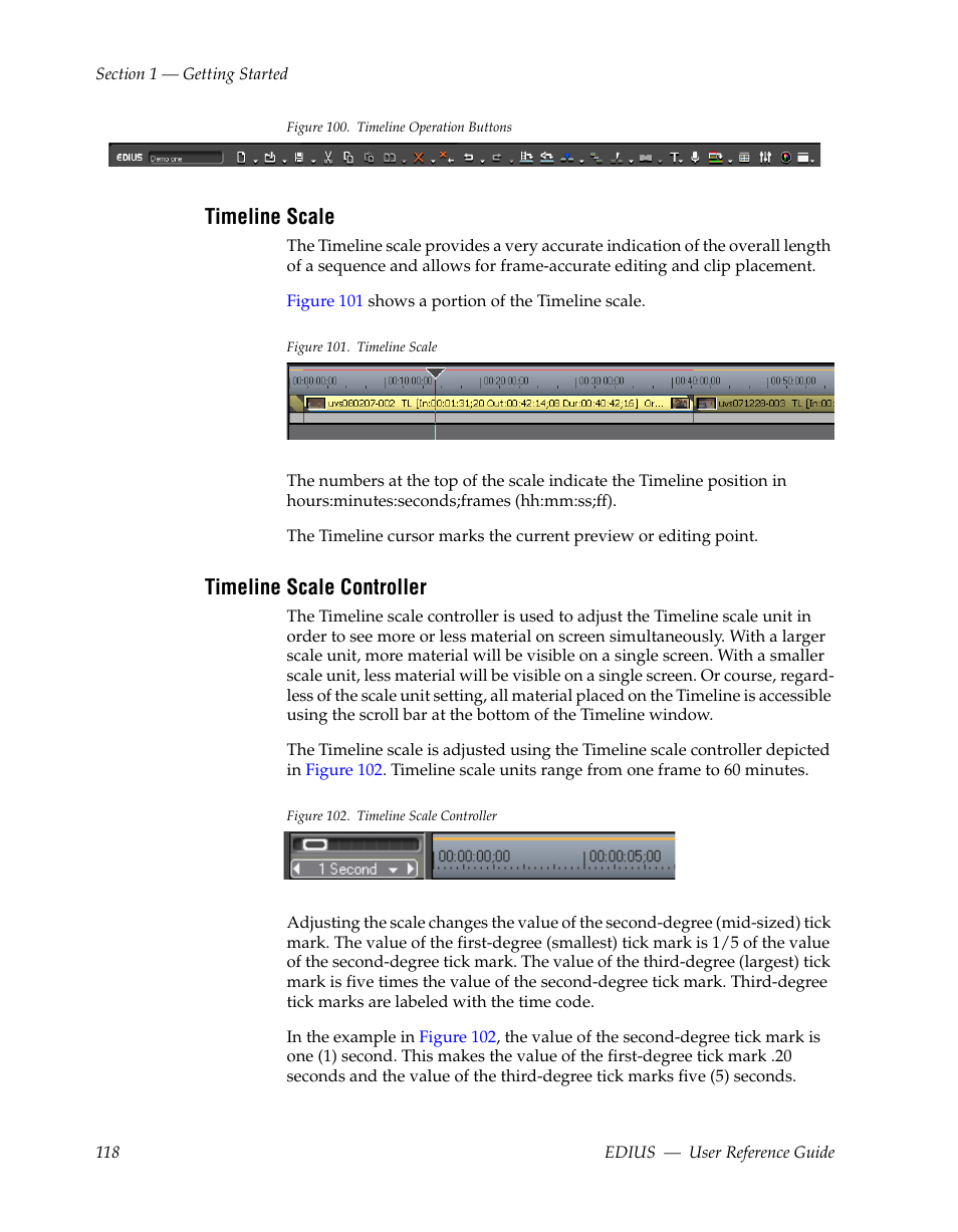 Timeline scale, Timeline scale controller, Figure 100 | Grass Valley EDIUS v.5.1 User Manual | Page 118 / 790