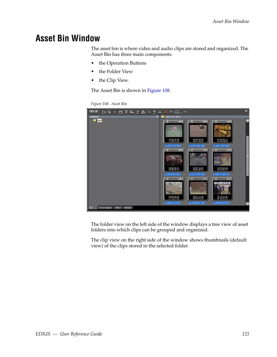 Asset bin window | Grass Valley EDIUS v.5.1 User Manual | Page 121 / 790