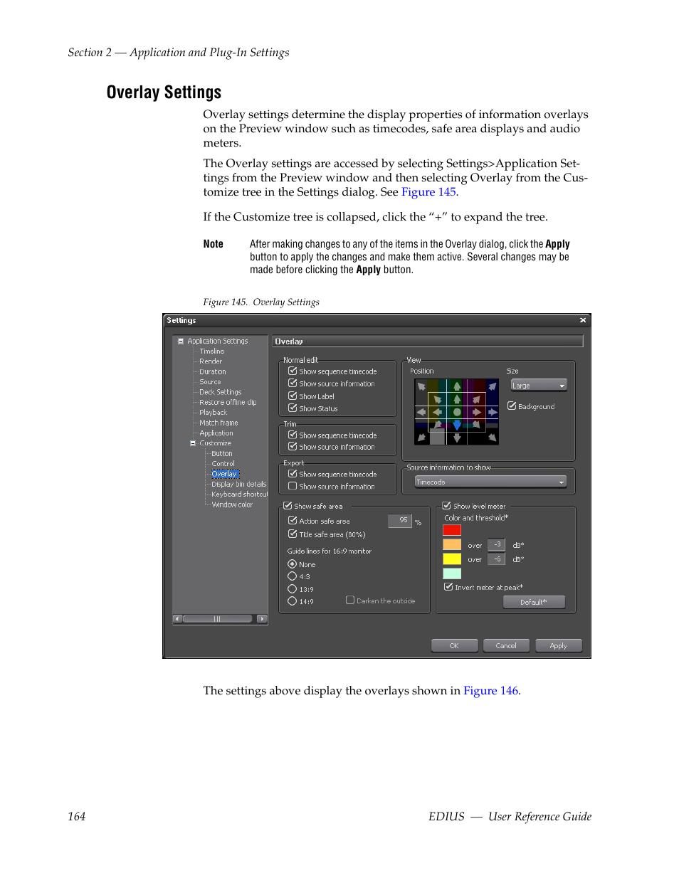 Overlay settings | Grass Valley EDIUS v.5.1 User Manual | Page 164 / 790