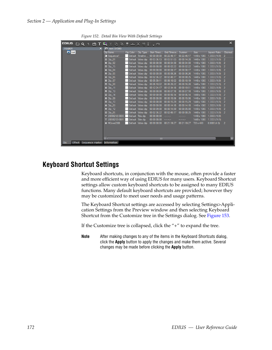 Keyboard shortcut settings | Grass Valley EDIUS v.5.1 User Manual | Page 172 / 790