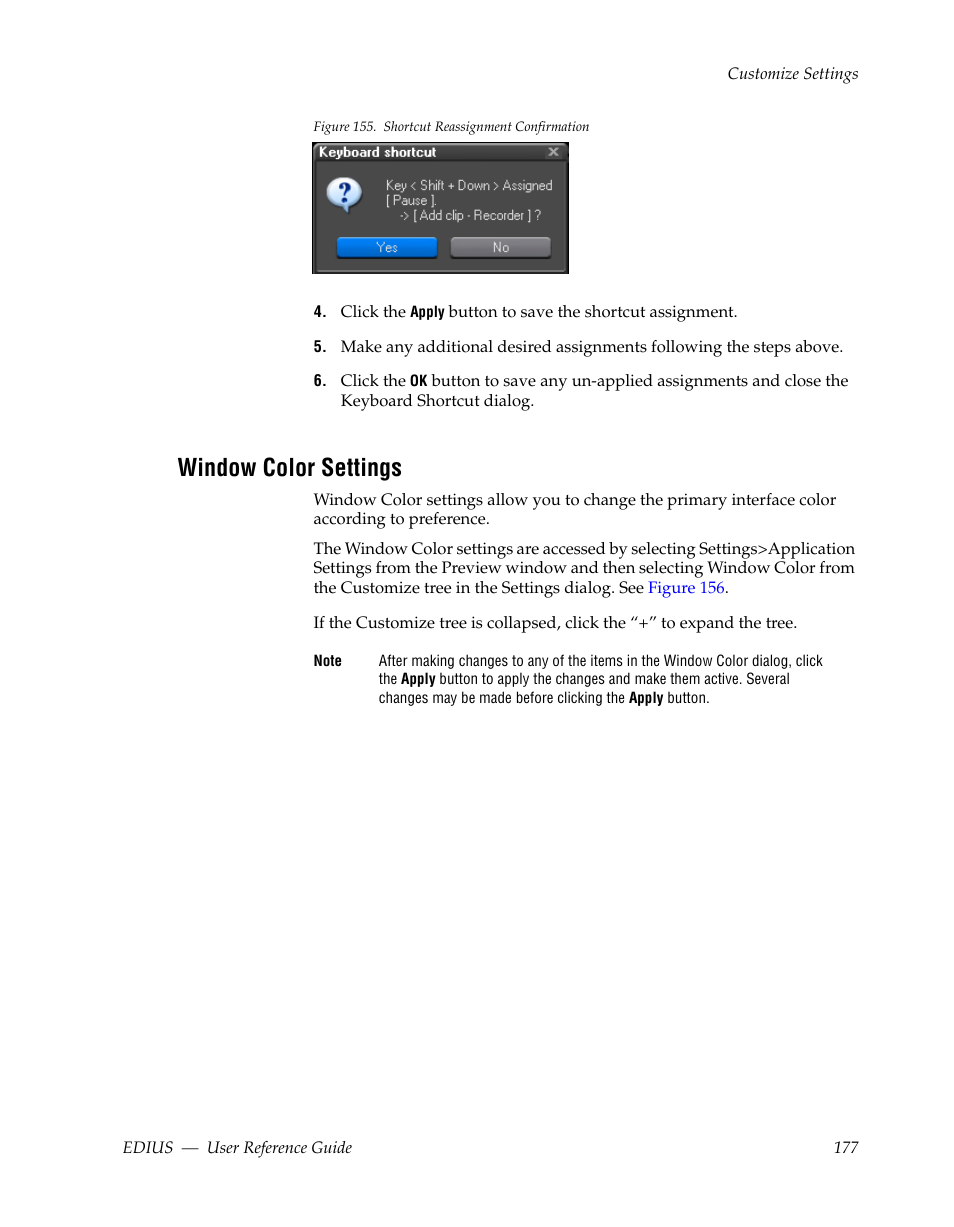 Window color settings | Grass Valley EDIUS v.5.1 User Manual | Page 177 / 790