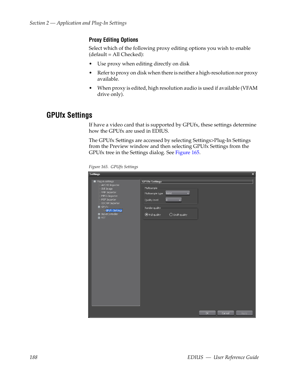 Gpufx settings | Grass Valley EDIUS v.5.1 User Manual | Page 188 / 790