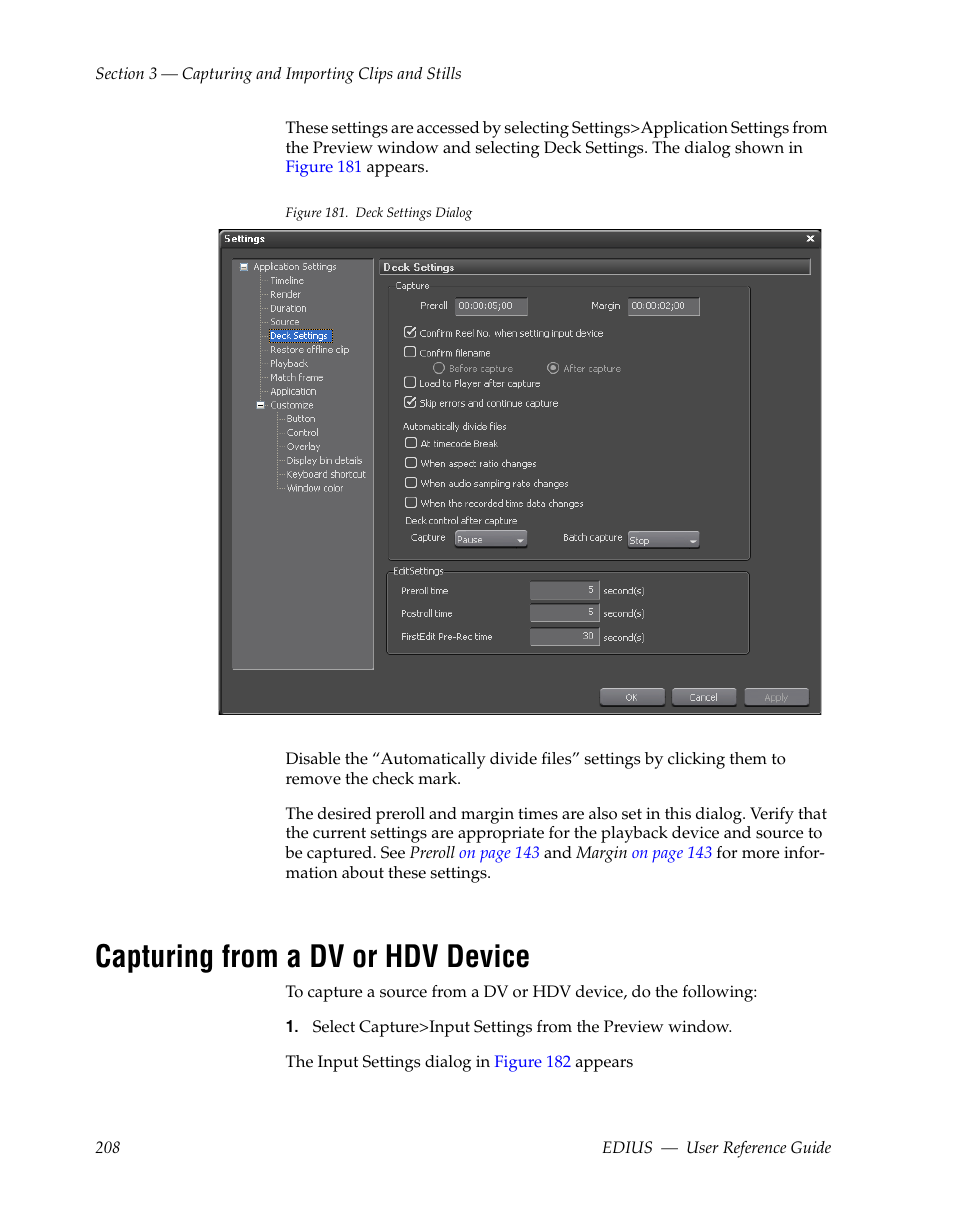 Capturing from a dv or hdv device | Grass Valley EDIUS v.5.1 User Manual | Page 208 / 790
