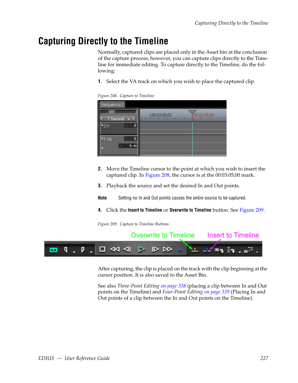 Capturing directly to the timeline | Grass Valley EDIUS v.5.1 User Manual | Page 227 / 790