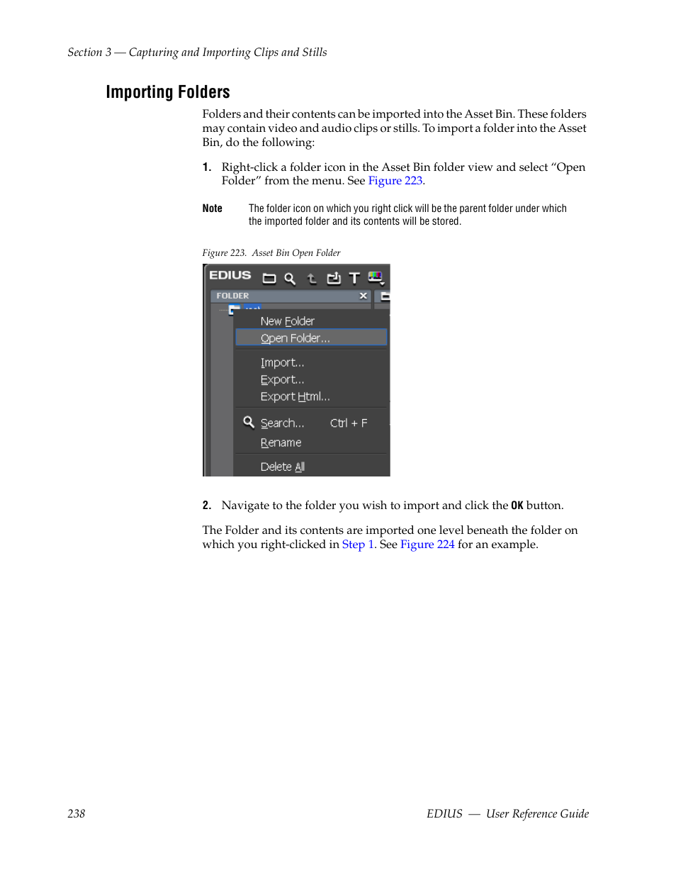 Importing folders | Grass Valley EDIUS v.5.1 User Manual | Page 238 / 790