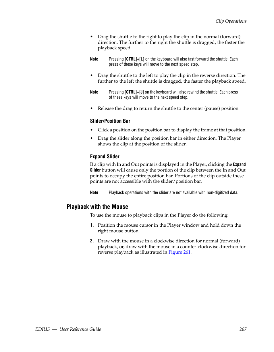 Playback with the mouse | Grass Valley EDIUS v.5.1 User Manual | Page 267 / 790