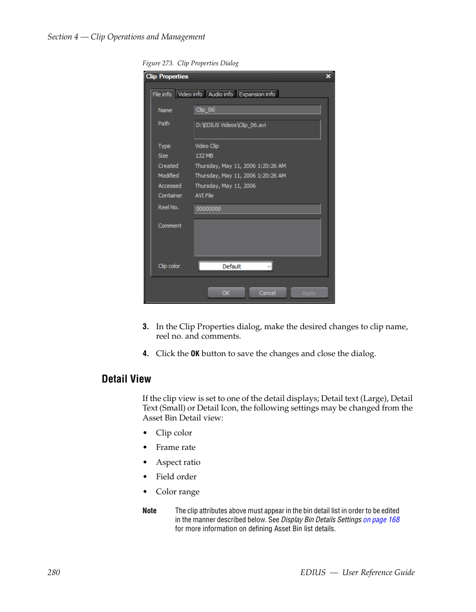 Detail view | Grass Valley EDIUS v.5.1 User Manual | Page 280 / 790