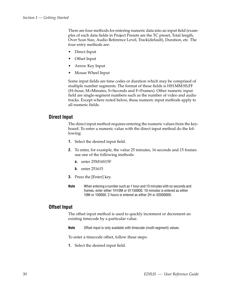 Direct input, Offset input | Grass Valley EDIUS v.5.1 User Manual | Page 30 / 790