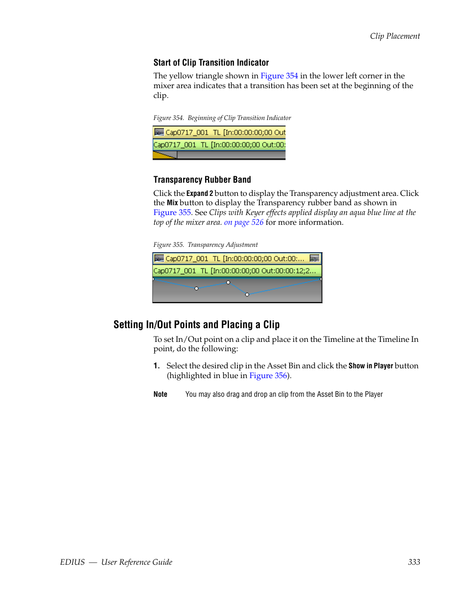 Setting in/out points and placing a clip | Grass Valley EDIUS v.5.1 User Manual | Page 333 / 790