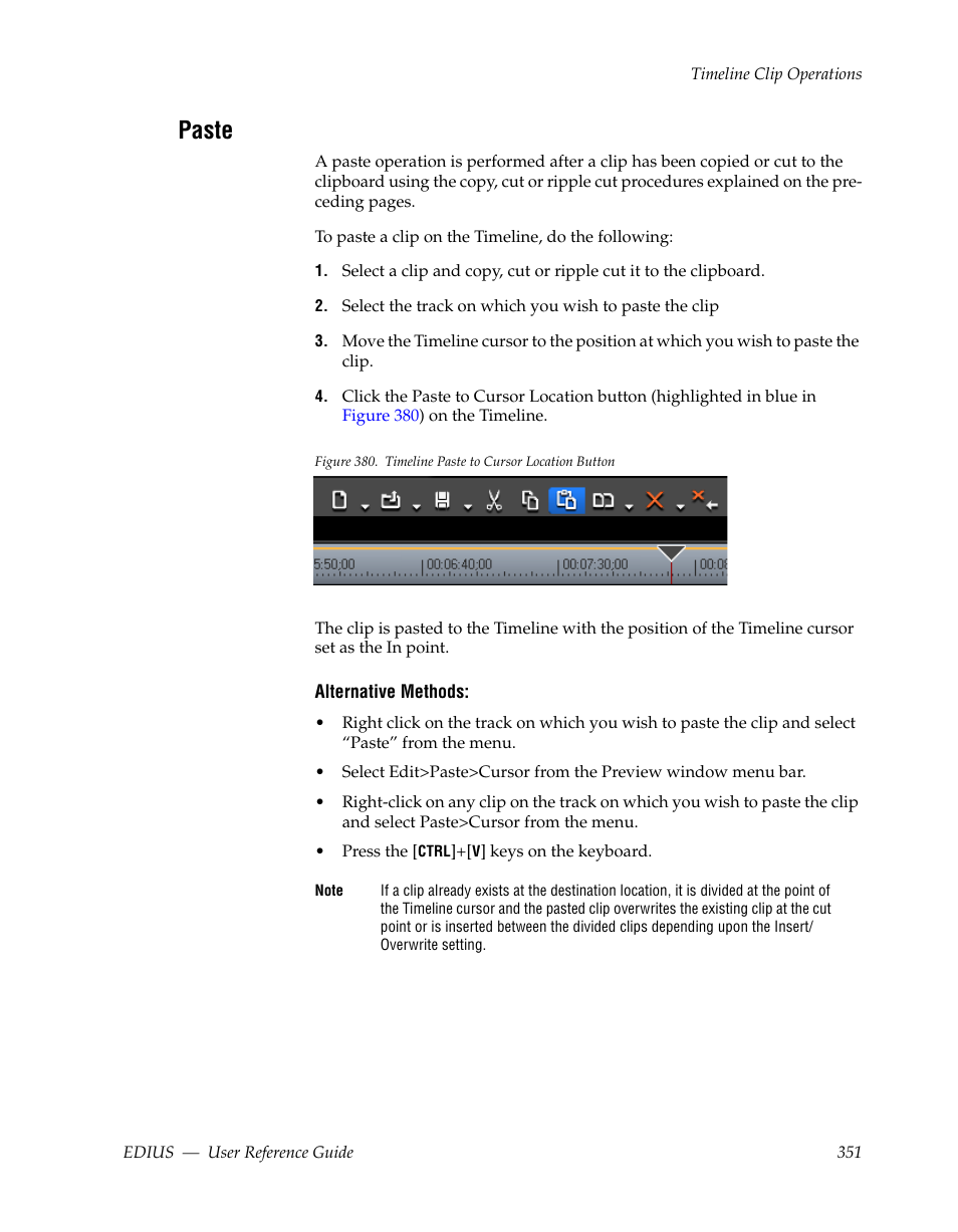 Paste | Grass Valley EDIUS v.5.1 User Manual | Page 351 / 790