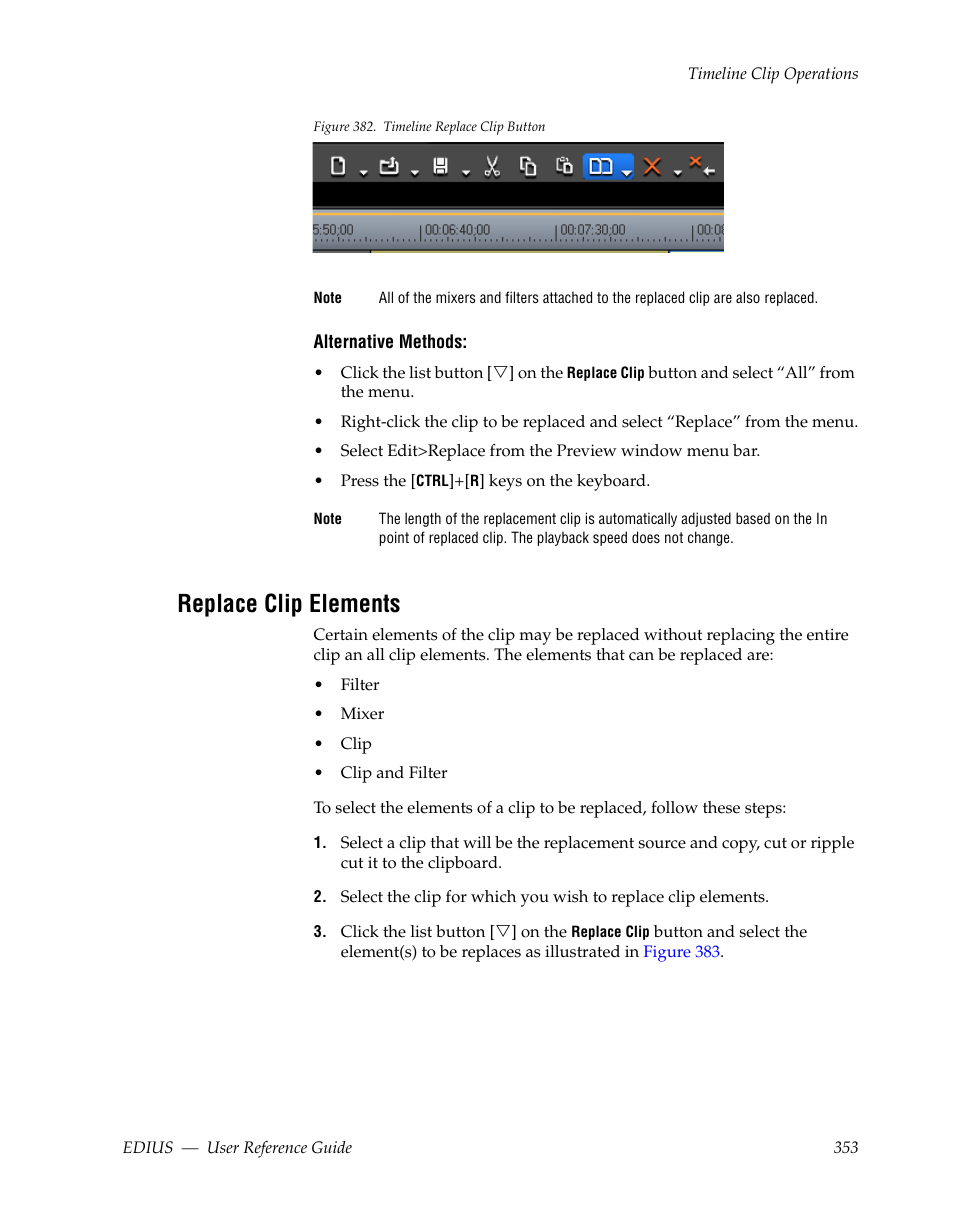 Replace clip elements | Grass Valley EDIUS v.5.1 User Manual | Page 353 / 790