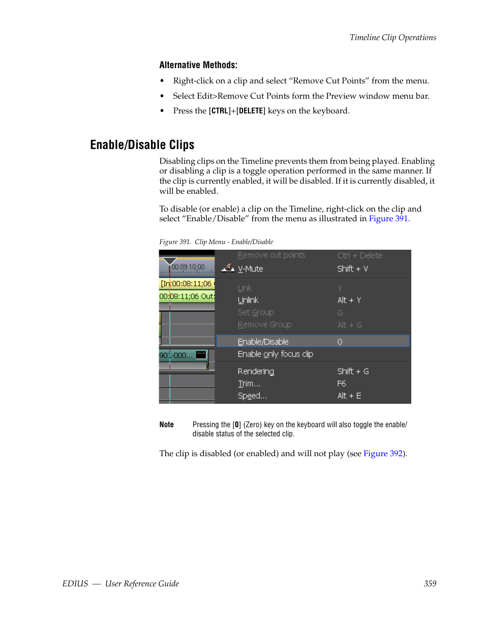 Enable/disable clips | Grass Valley EDIUS v.5.1 User Manual | Page 359 / 790