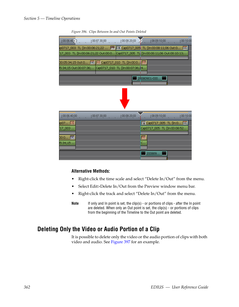 Deleting only the video or audio portion of a clip, Figure 396 | Grass Valley EDIUS v.5.1 User Manual | Page 362 / 790