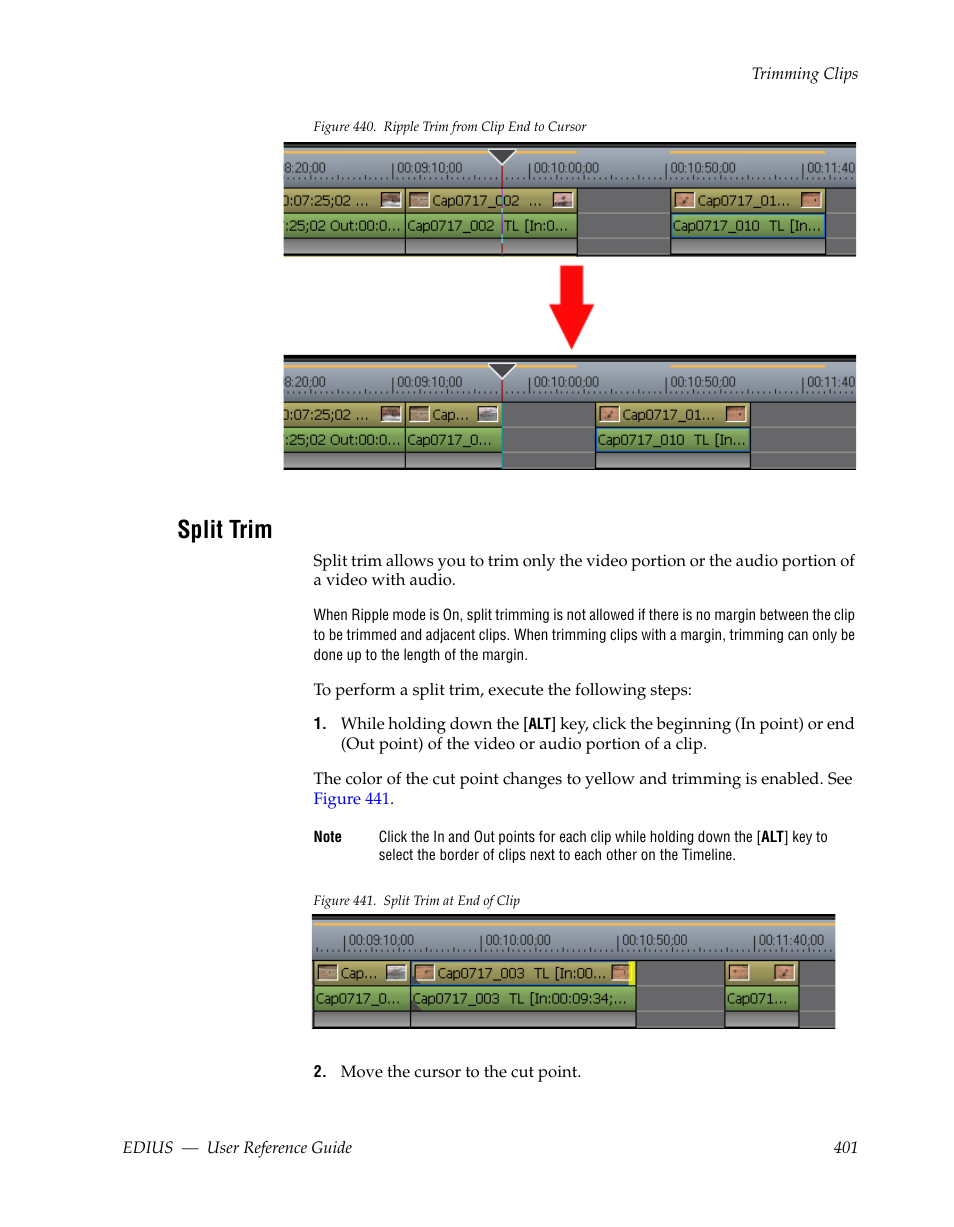 Split trim, Figure 440, For an | Grass Valley EDIUS v.5.1 User Manual | Page 401 / 790