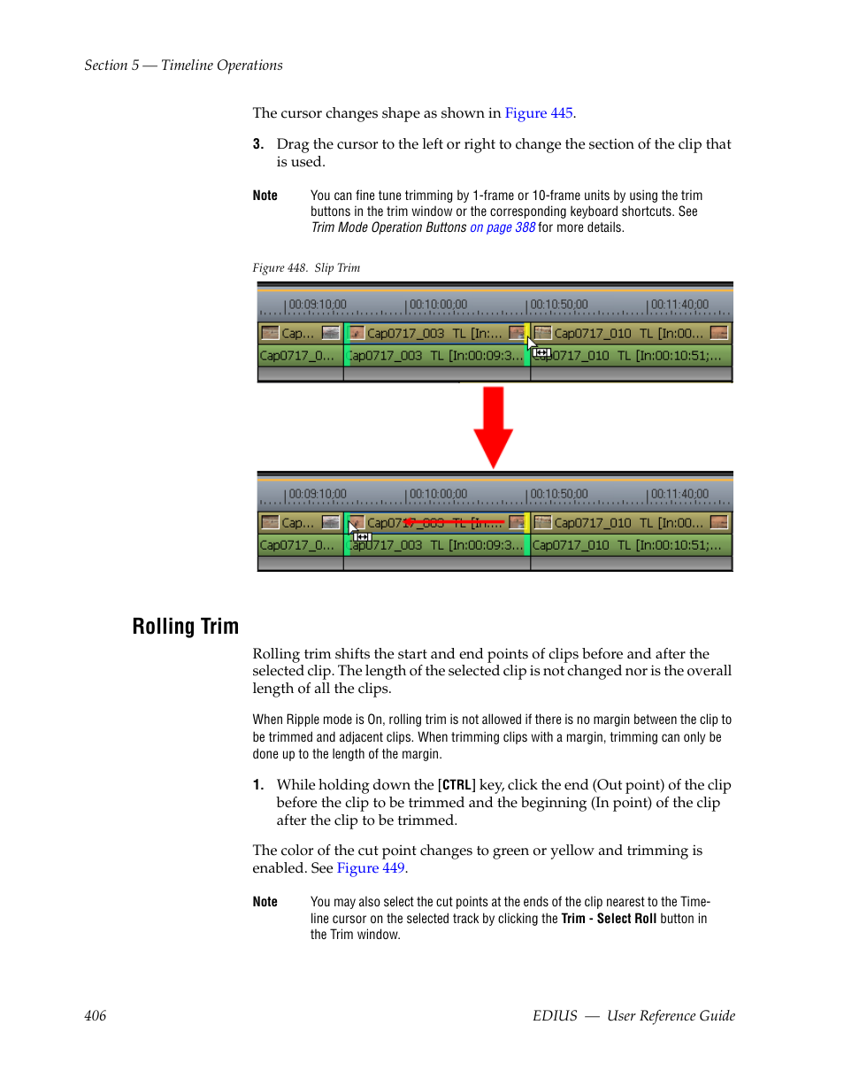 Rolling trim | Grass Valley EDIUS v.5.1 User Manual | Page 406 / 790