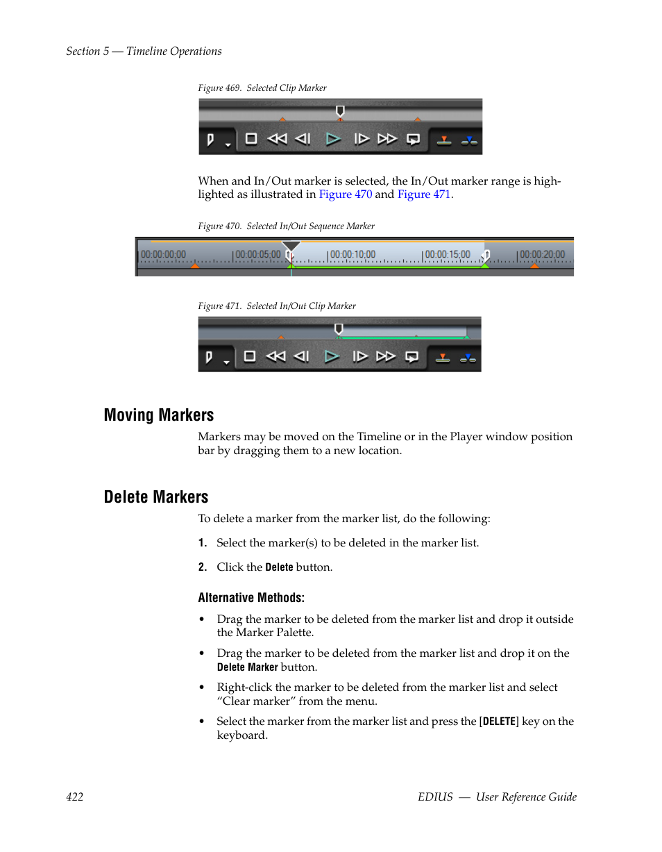 Moving markers, Delete markers | Grass Valley EDIUS v.5.1 User Manual | Page 422 / 790