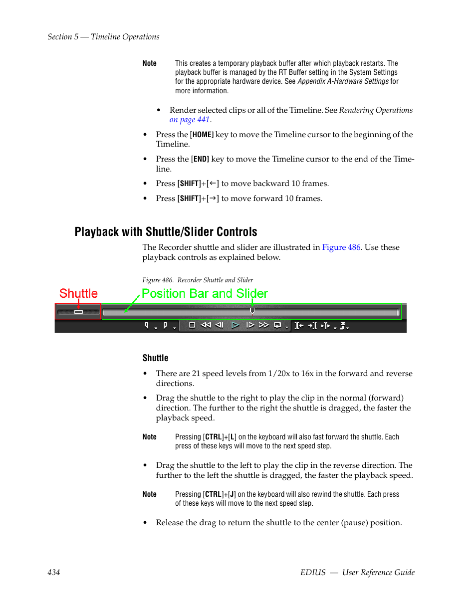 Playback with shuttle/slider controls | Grass Valley EDIUS v.5.1 User Manual | Page 434 / 790