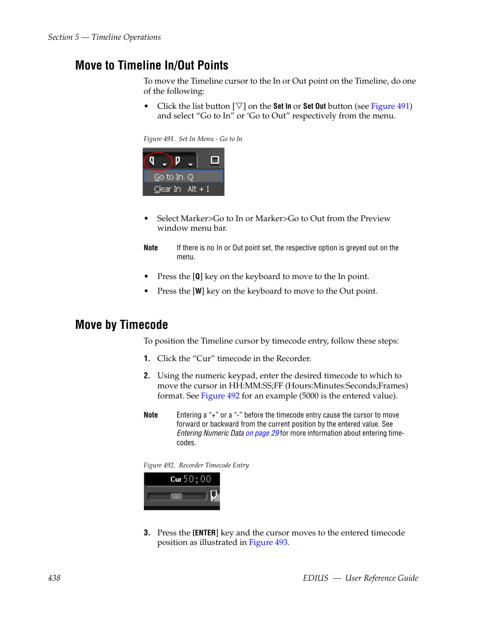 Move to timeline in/out points, Move by timecode | Grass Valley EDIUS v.5.1 User Manual | Page 438 / 790