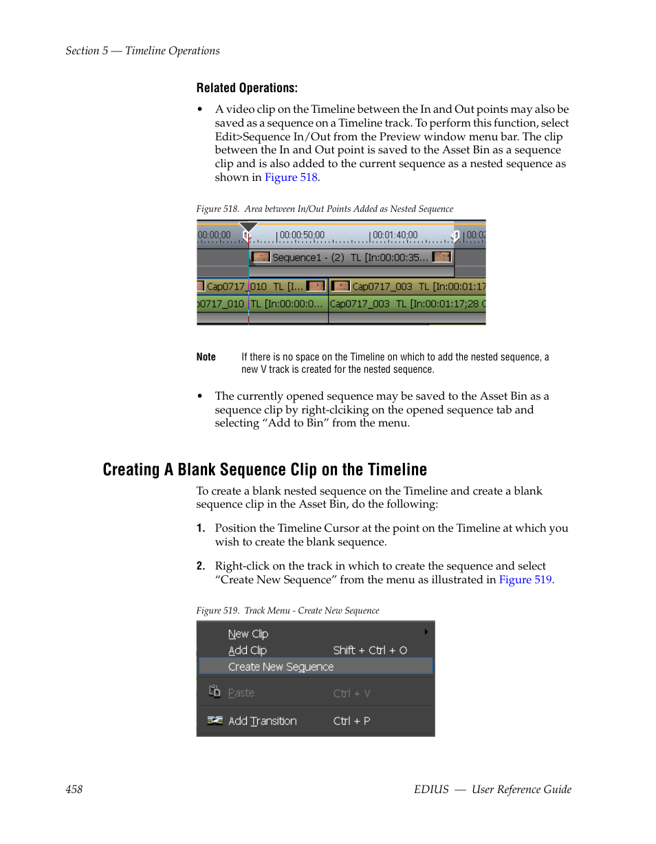 Creating a blank sequence clip on the timeline | Grass Valley EDIUS v.5.1 User Manual | Page 458 / 790