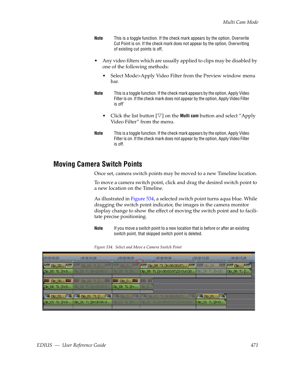 Moving camera switch points | Grass Valley EDIUS v.5.1 User Manual | Page 471 / 790