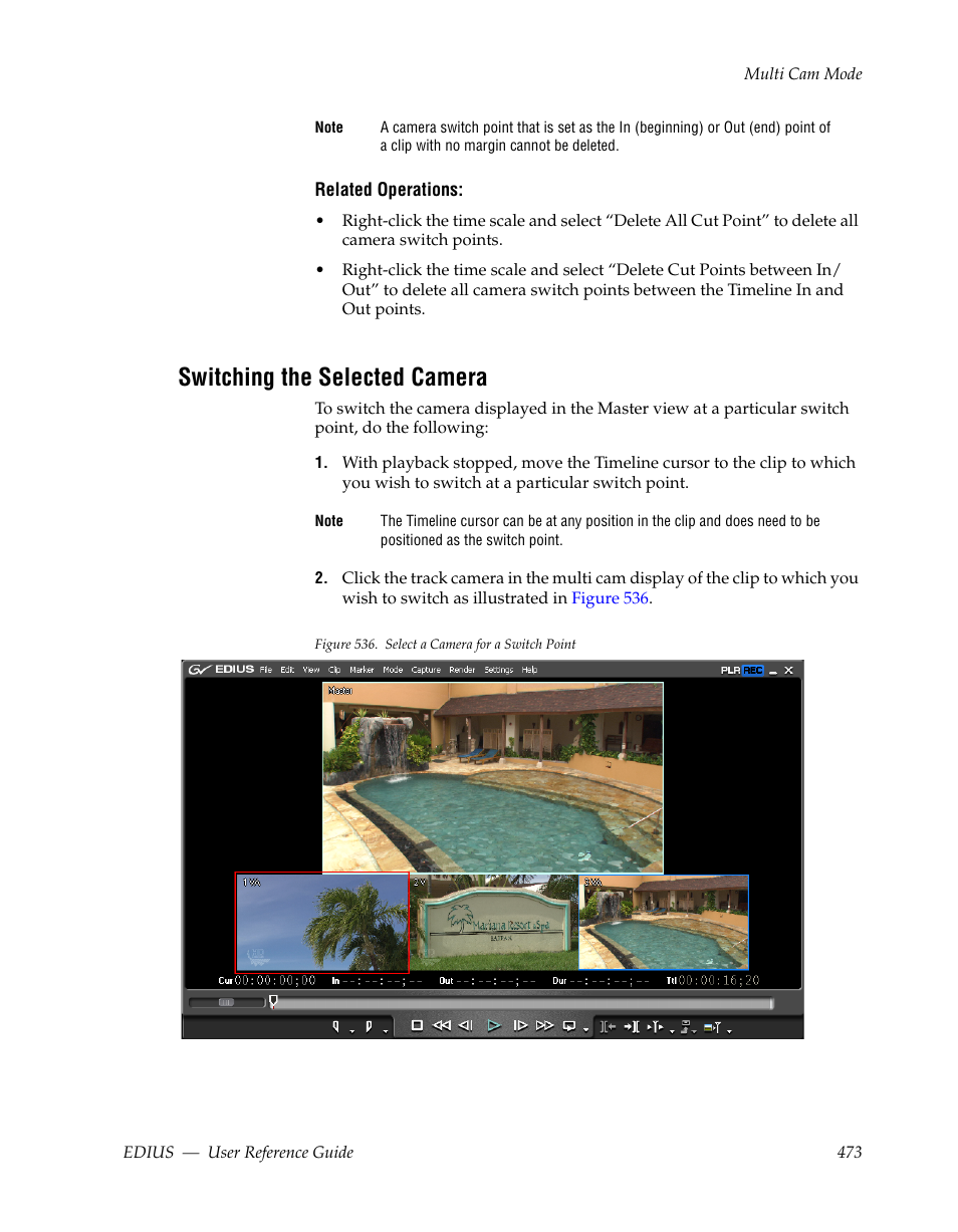 Switching the selected camera | Grass Valley EDIUS v.5.1 User Manual | Page 473 / 790