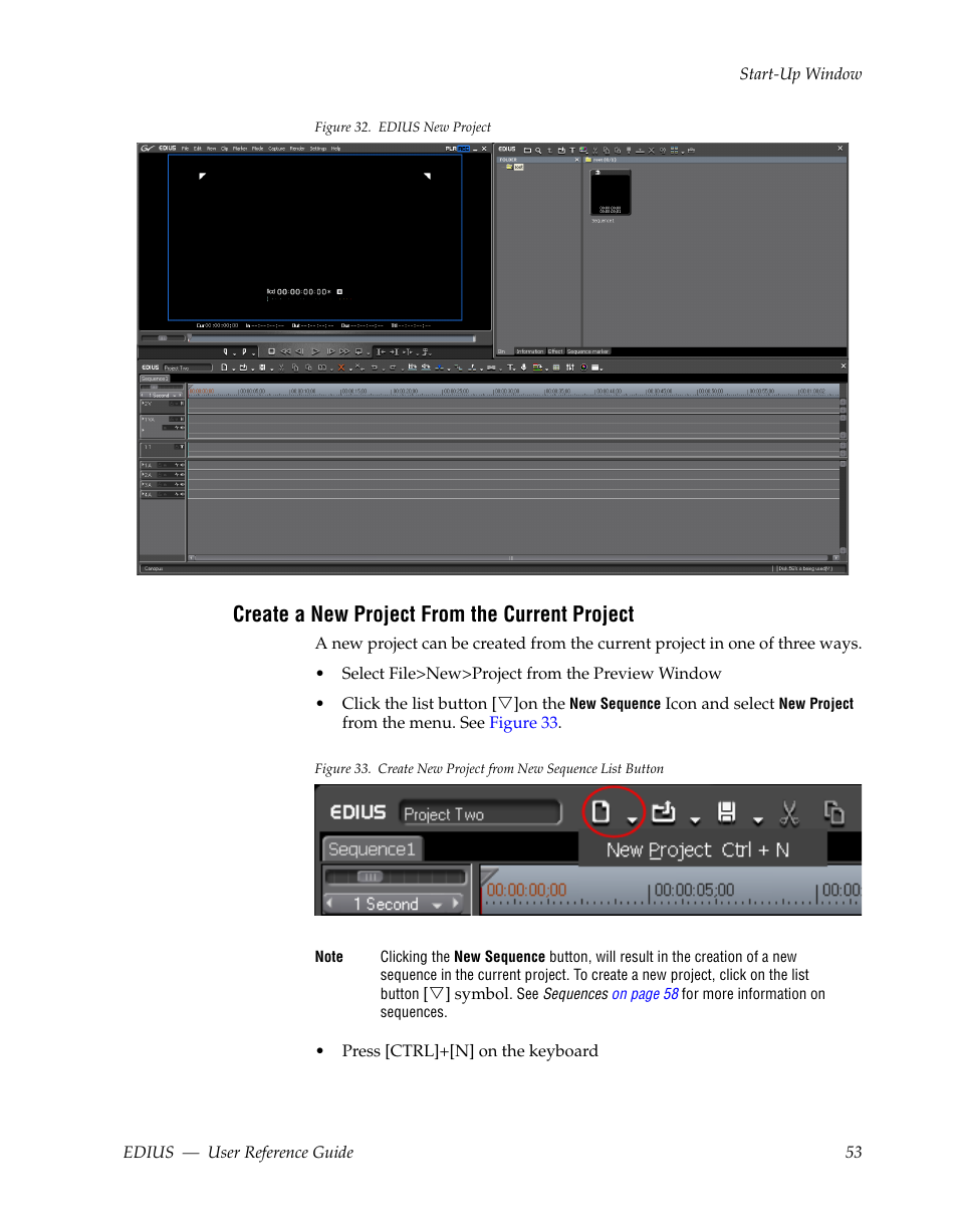 Create a new project from the current project, Figure 32 | Grass Valley EDIUS v.5.1 User Manual | Page 53 / 790
