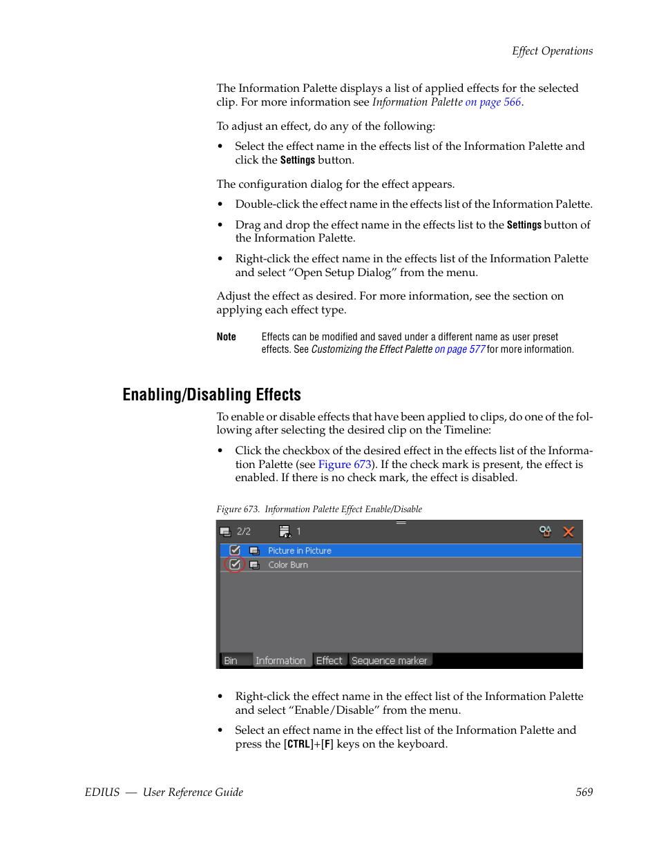 Enabling/disabling effects | Grass Valley EDIUS v.5.1 User Manual | Page 569 / 790