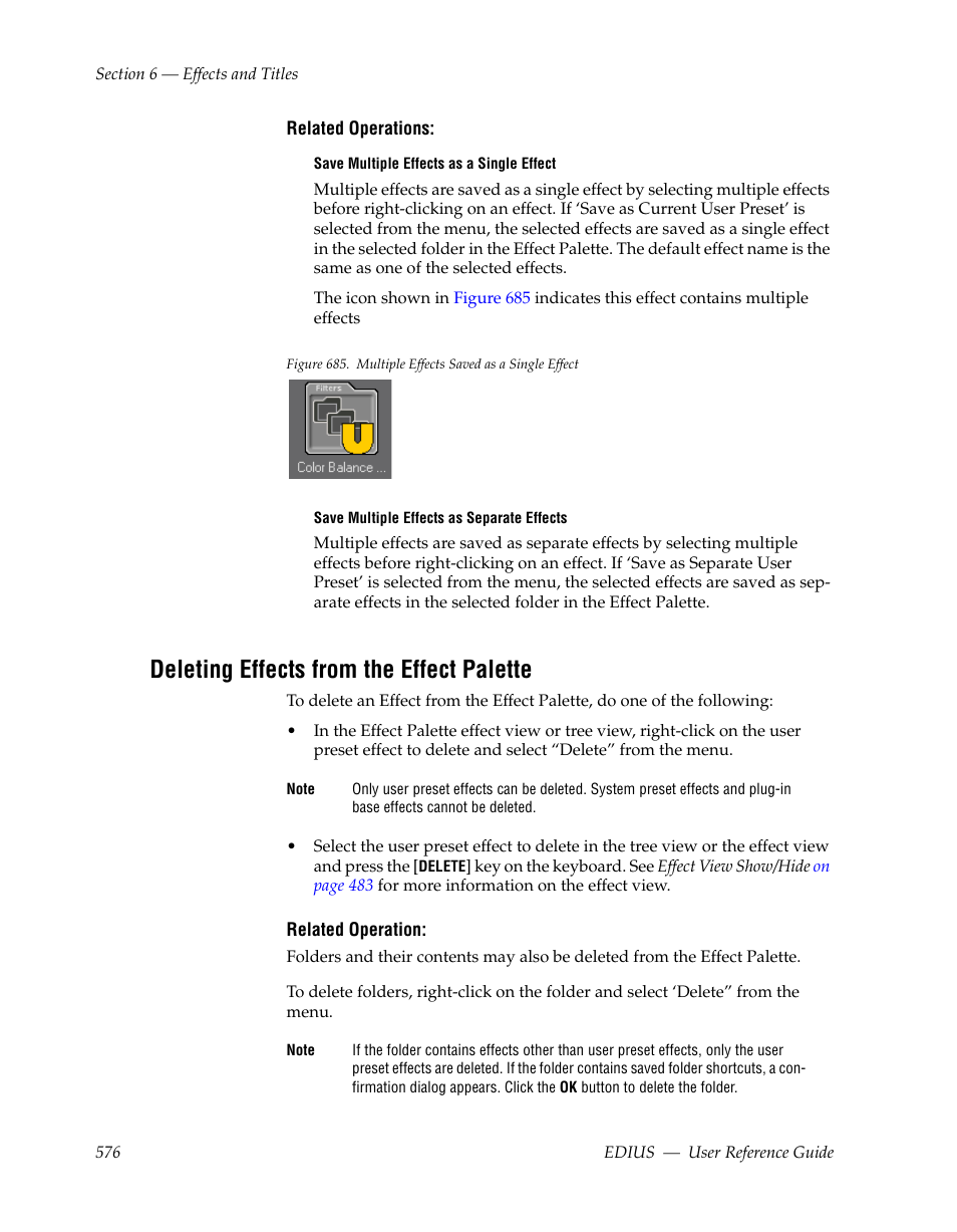 Deleting effects from the effect palette | Grass Valley EDIUS v.5.1 User Manual | Page 576 / 790