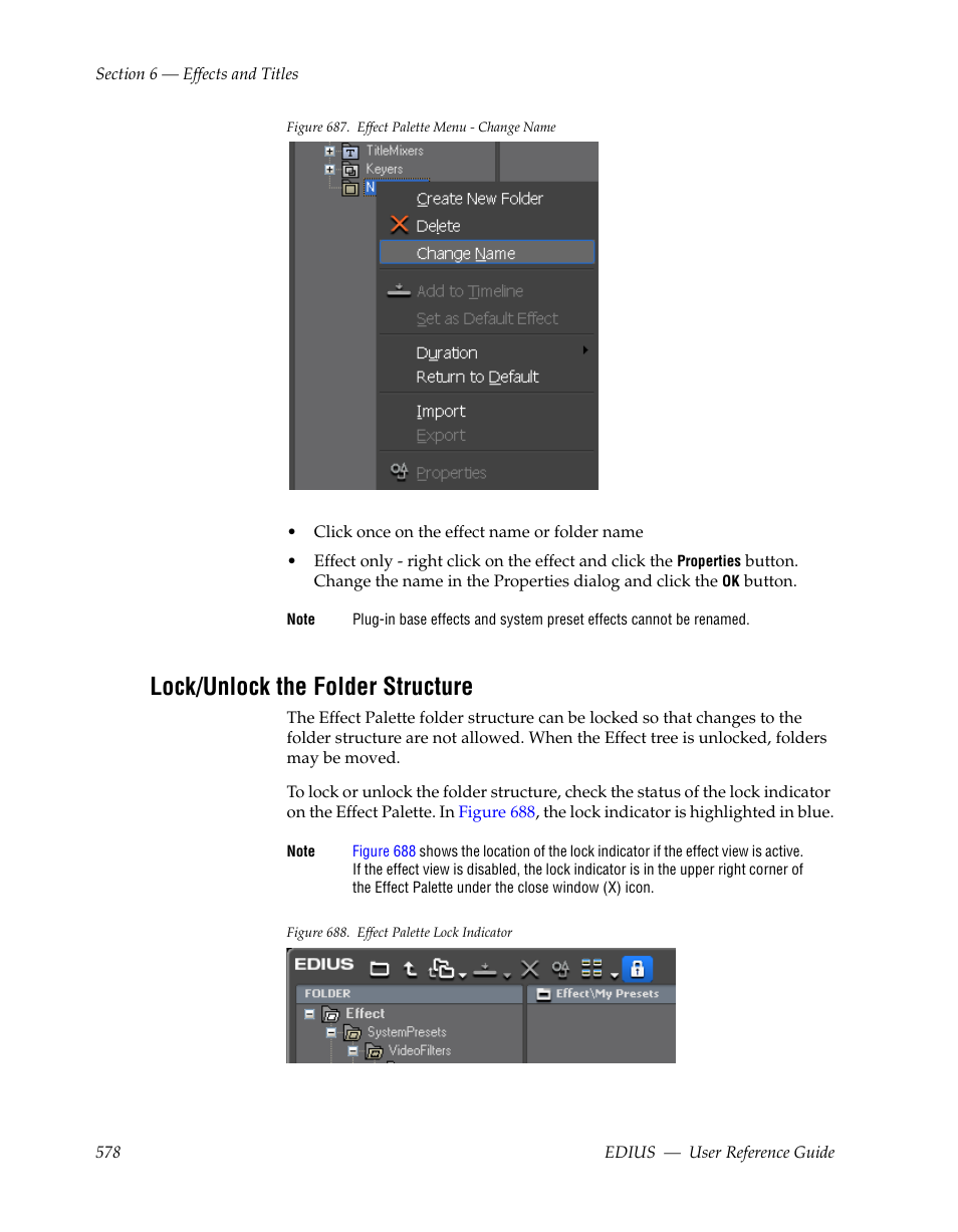Lock/unlock the folder structure | Grass Valley EDIUS v.5.1 User Manual | Page 578 / 790