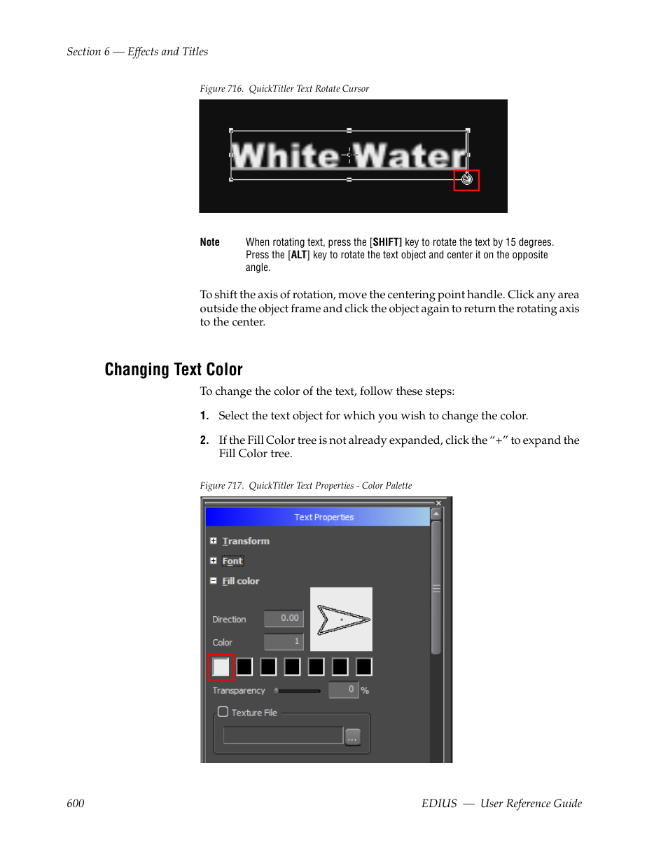 Changing text color | Grass Valley EDIUS v.5.1 User Manual | Page 600 / 790
